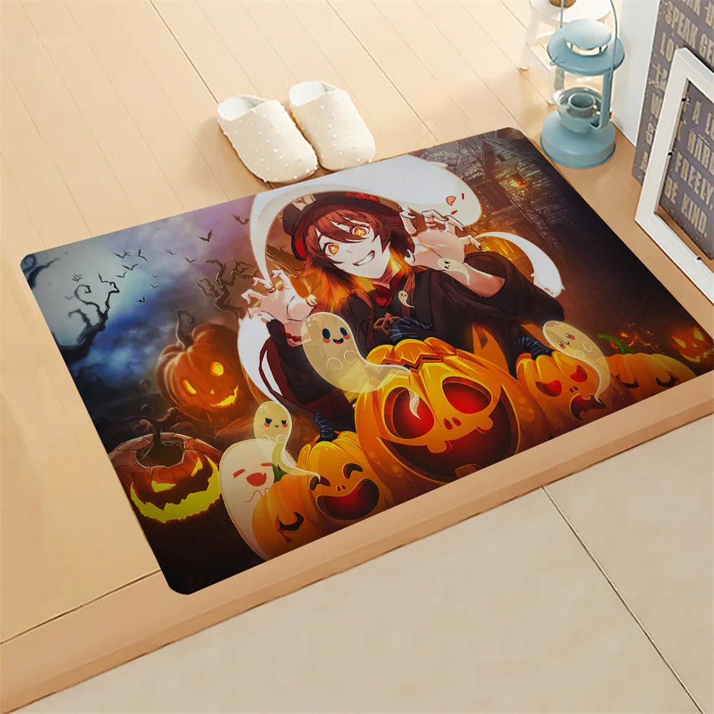 

Мультяшный Genshin Impact Hu Tao Коврик для прихожей коридор, водопоглощающий Быстросохнущий полиэстер, маленький напольный коврик