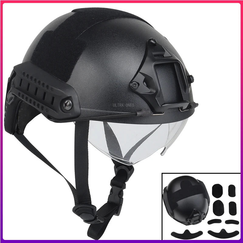 

Lightweight Tactical Helmets with Goggles Outdoor Paintball CS Airsoft Fast MH PJ Helmet Hunting Head Protective Gear