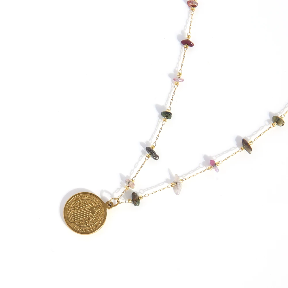 Женское колье с натуральным камнем FANSHIDI из нержавеющей стали |