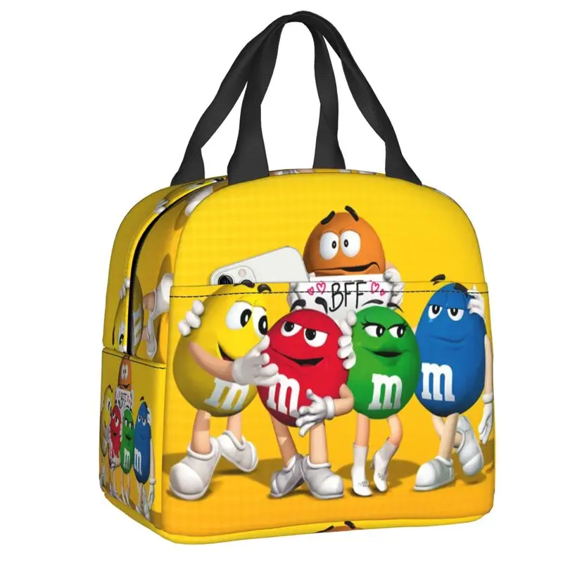 

Cartoon M&M'S Ideas Insulated Lunch Bag for Camping Funny Candy Chocolate Waterproof Thermal Cooler Bento Box Women Children