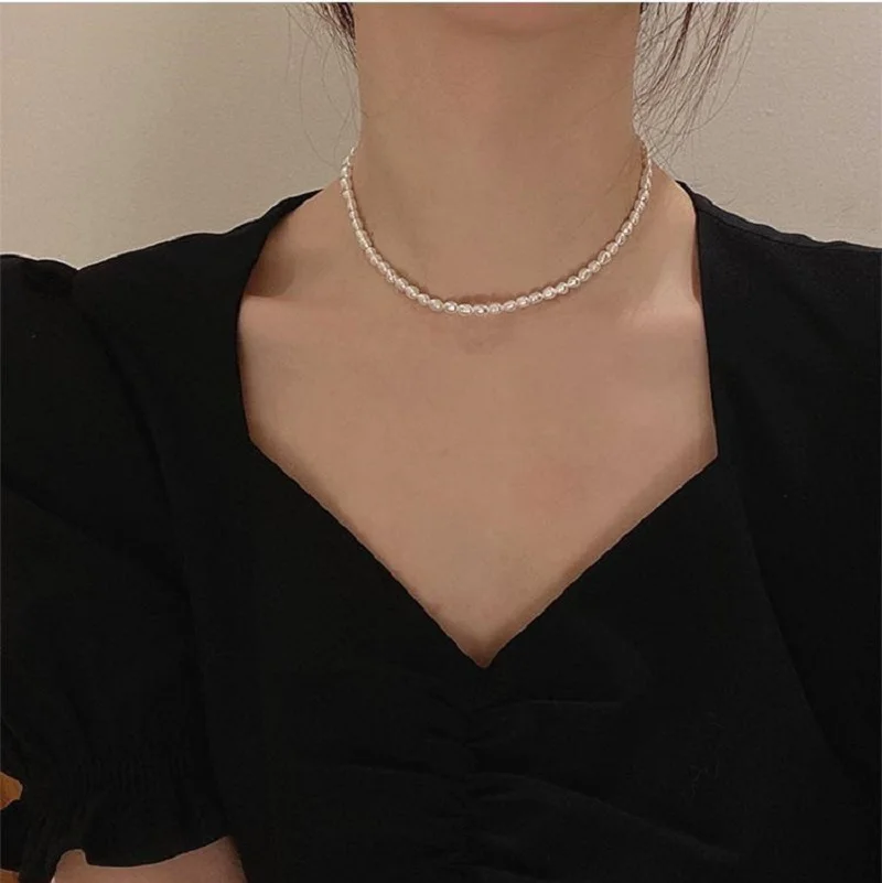 

AFSHOR Elegant Big White Imitation Pearl Beads Choker Clavicle Chain Necklace For Women Wedding Jewelry Collar 2022 New