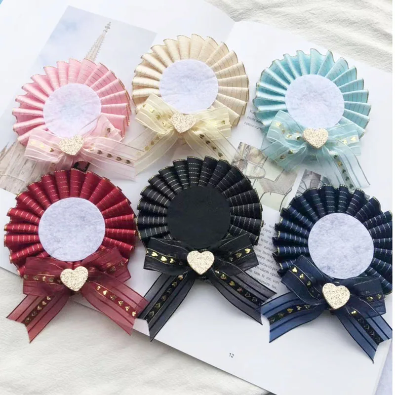 Women Cosplay Necktie Girl Bag Backpack Pins Itabag Button Brooch Cute DIY Lolita Silk Ribbon Bow Tie Badge Holder Base Tray Set