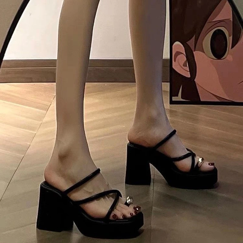 Chaussure Femme Elegante Moderno Sandales Confortable Con Talón Alto Cuadrado Plataforma Para Mujer Verano Tacones Altos