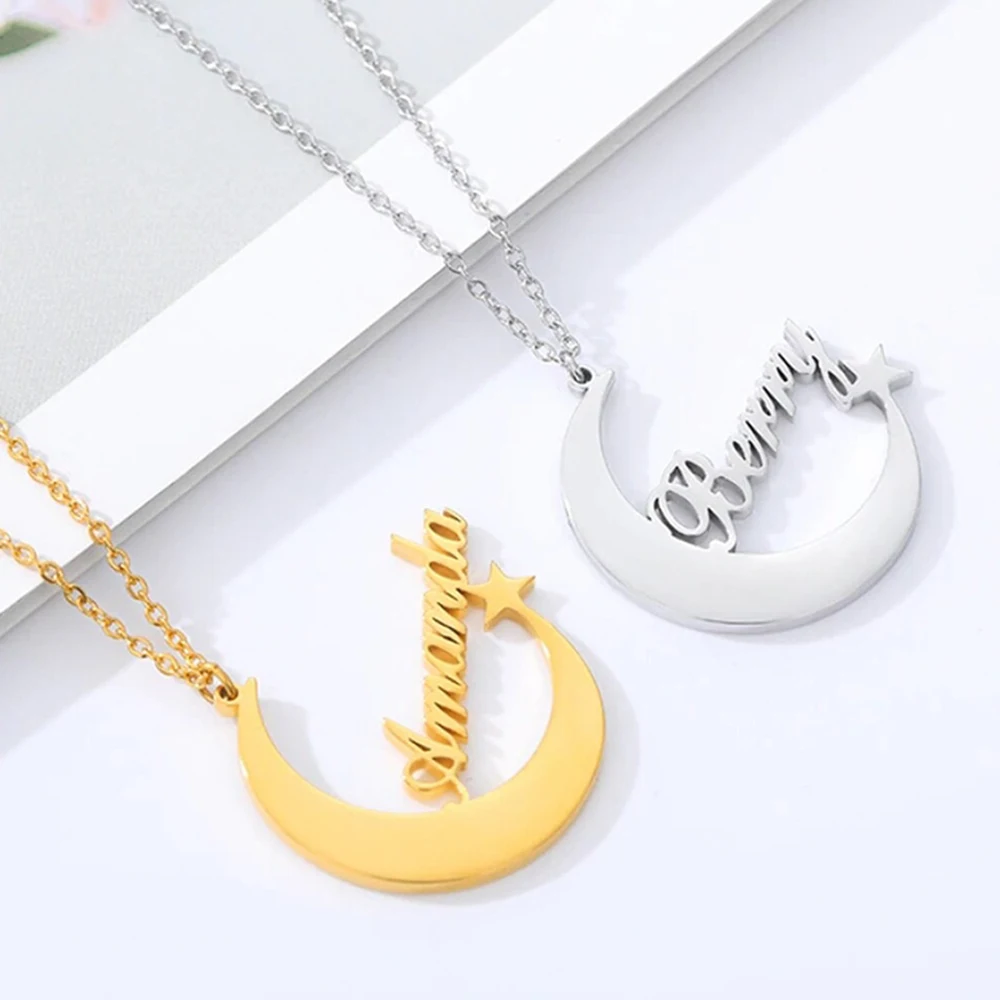 Креативное ожерелье из нержавеющей стали с Луной и звездами персонализированные