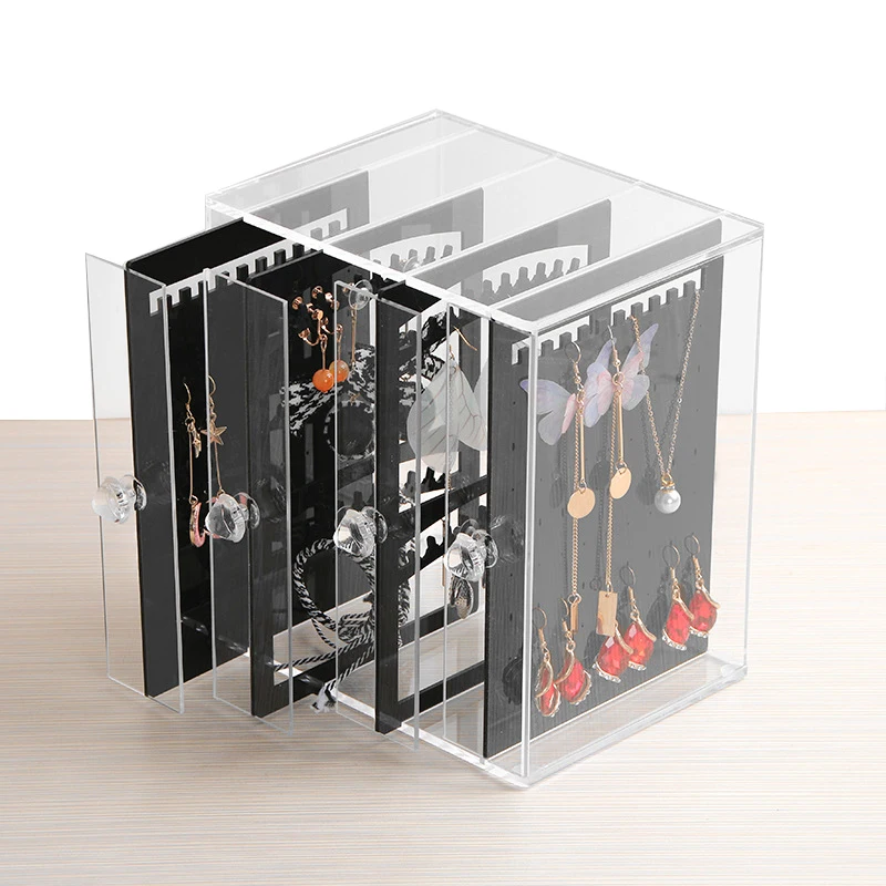 

Hanging Earrings Box Jewelry Organizer Bracelet Necklace Chain Rings Rack Jewelry Organizer Display Stand Holder 4 Doors