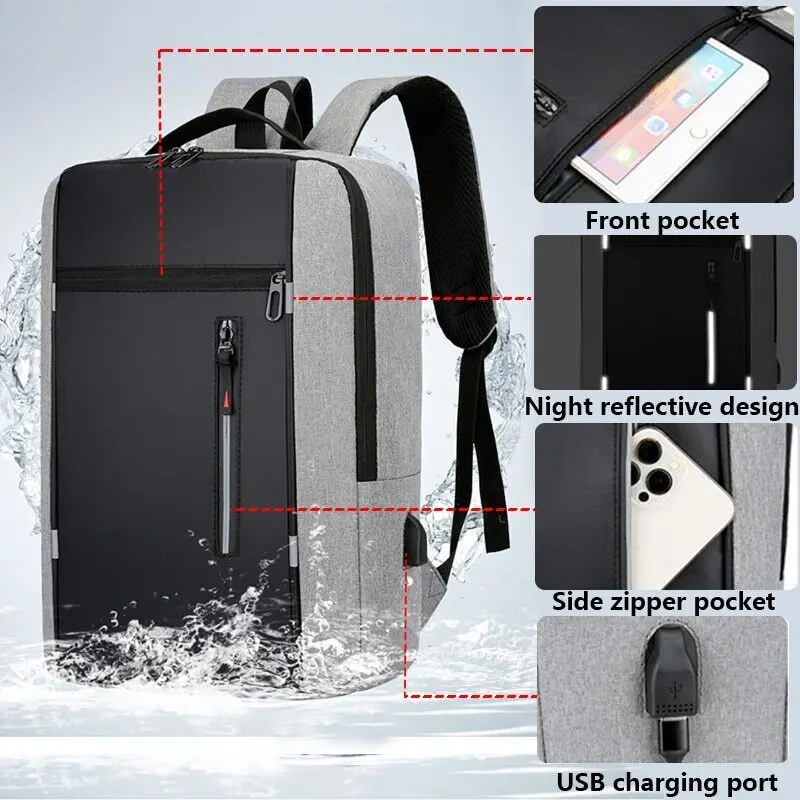 

Waterproof Business Backpack Men USB School Backpacks 15.6 Inch Laptop Backpack
