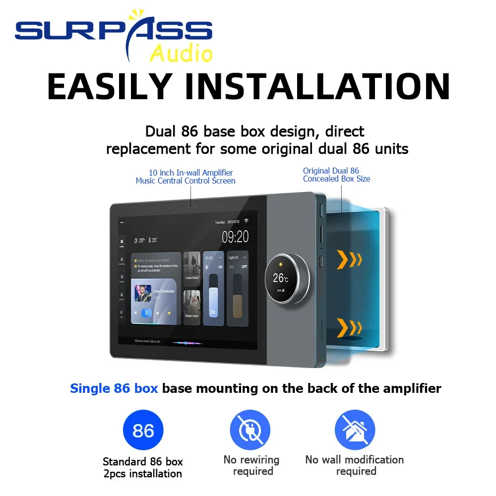 Система Android 8 1 Wi-Fi аудиоусилитель Bluetooth экран управления умным домом 2X25 Вт