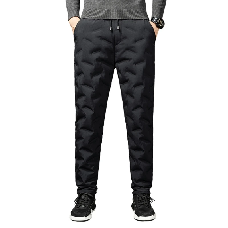

Outdoor Grey Duck Down Pants Camping Pants Windproof Sports Thermal Trousers Casual Loose Padded Down Pants for Men