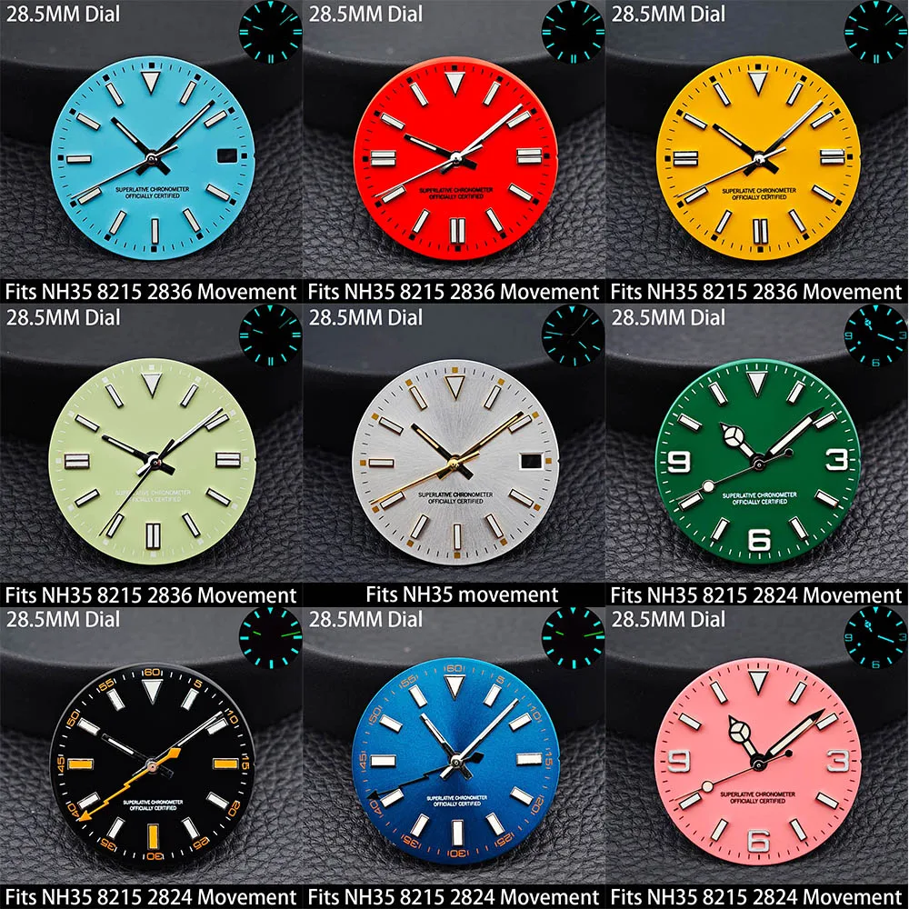 Светящийся циферблат и стрелки Tiffany Blue Green, 28,5 мм, без календаря, подходят для NH35, NH36, ETA2836, Miyota 8215, запасные части для часов. (art.: 3920da5a3e2ee) - 3920da5a3e2ee