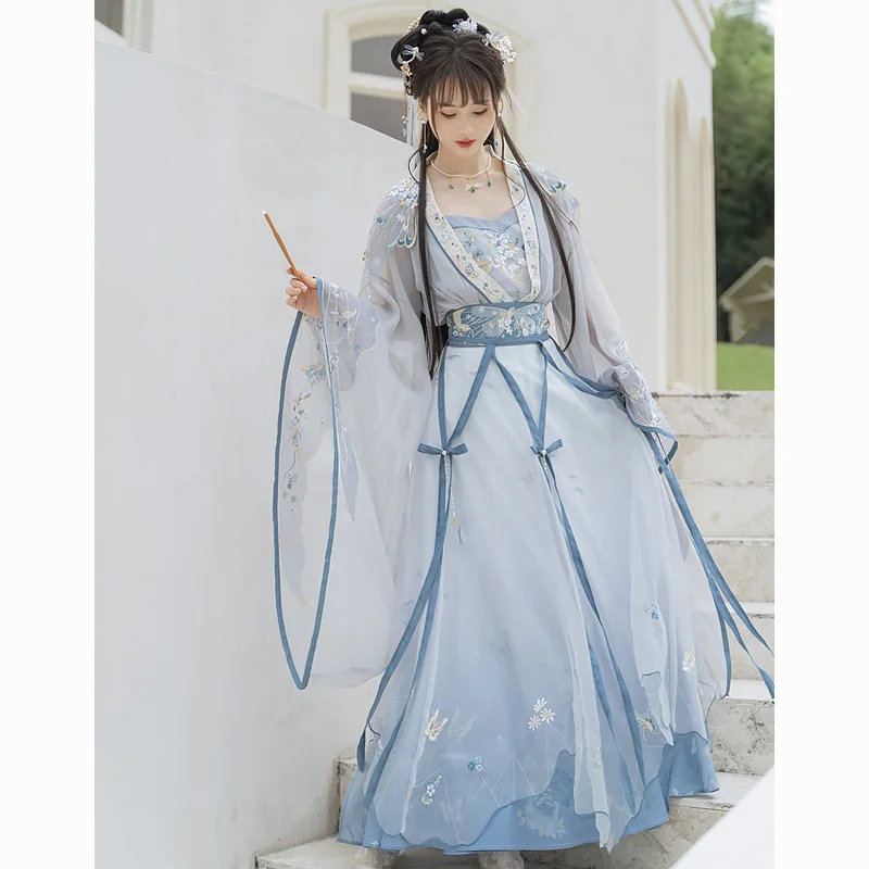 Yunzang-старинный костюм династии Тан и песни женская одежда вышивка луной бабочка