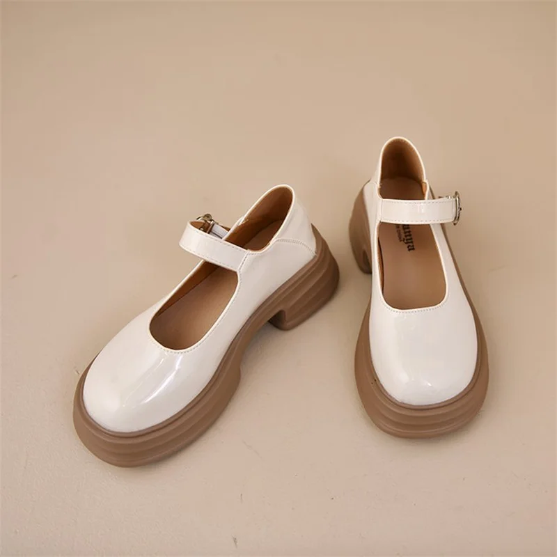 2023 Spring New Women'S Leather Shoes Black Loafers Korean Style Middle Heel Fashion Design Casual Shoes Party And Office Wear