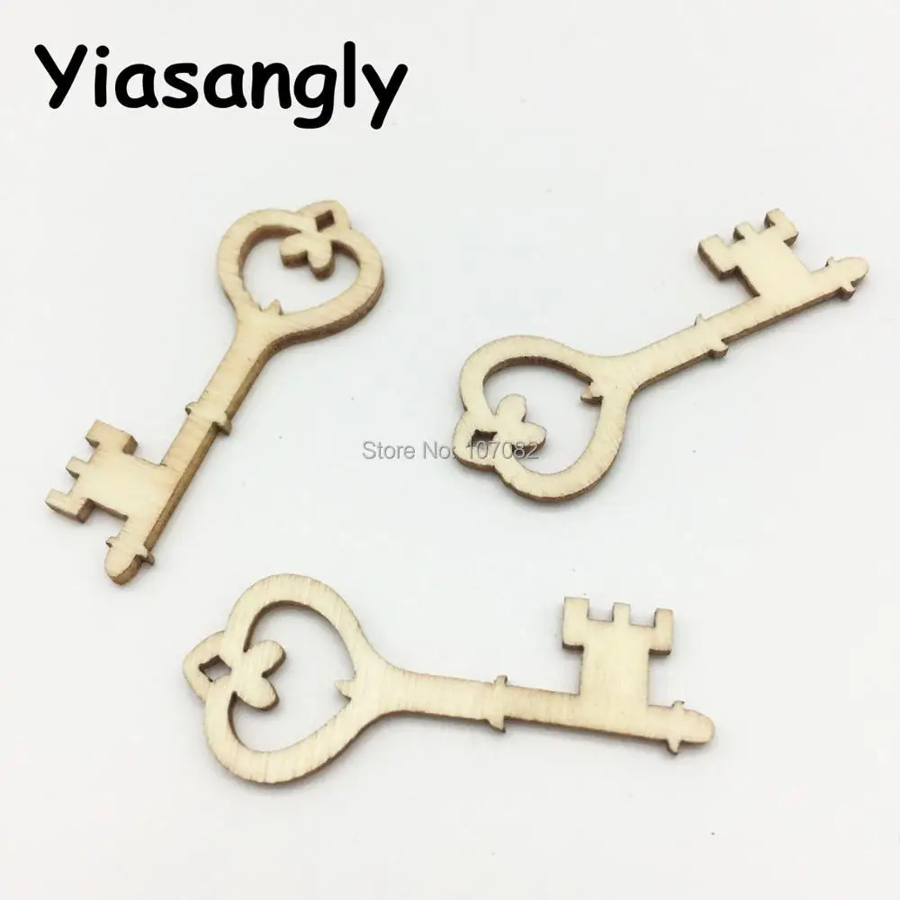 

1000PCS 16x40mm Natural Wooden Keys Chips Emebellishments Cardmaking DIY Wedding Invites Crafts Scrapbooking Confetti
