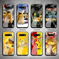pokemon pikachu phone case tempered glass for samsung s20 plus s7 s8 s9 s10 note 8 9 10 plus