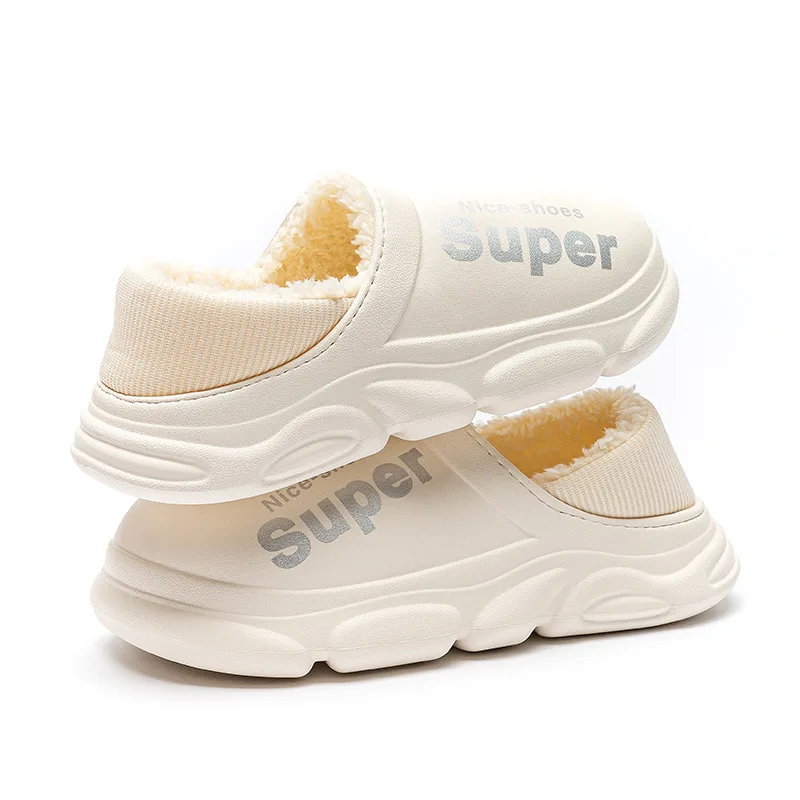 2022 New Winter Slippers Warm Men Shoes Waterproof Women Couples Non-Slip Plush Cotton Indoor Outdoor Kids Home Autumn Children