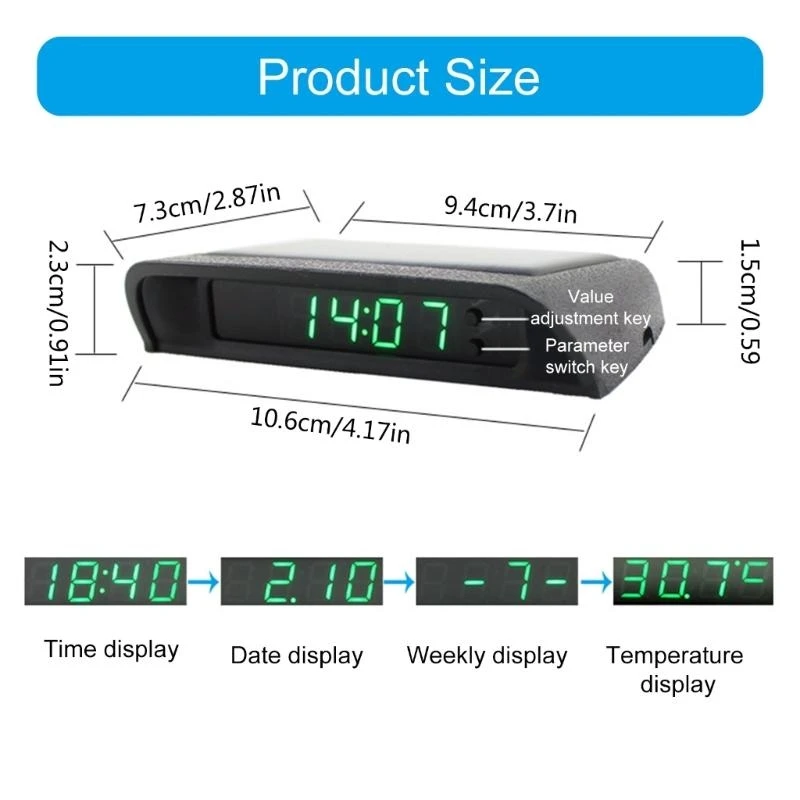 Фото R6FA путешествуют Essential Solar Car Clock со светящимися руками обновления для ночного просмотра №4