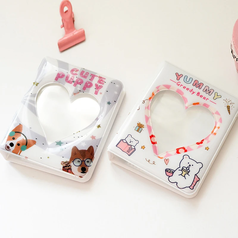 

36 Pockets 3-inch Photo Album heart square Hollow Photocard Mini Album Kpop Idol Cards Collect Book Name Card Album