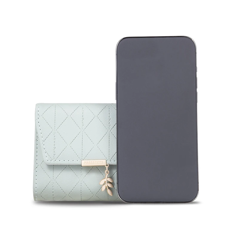 Женский Маленький Однотонный Кошелек Для Монет С Подвеской В Виде Листа Тройной