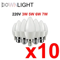 10 piece led candle bulb c37 3w 7w warm white cold white day light b22 e14 e27 220v suitable for chandelier crystal lamp kitche
