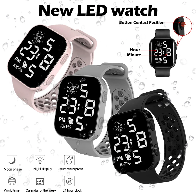 

Women Sports Waterproof Watch for Boys Girls Touch LED Digital Watch Cute Pattern Children Electronic Wristwatch montre enfant