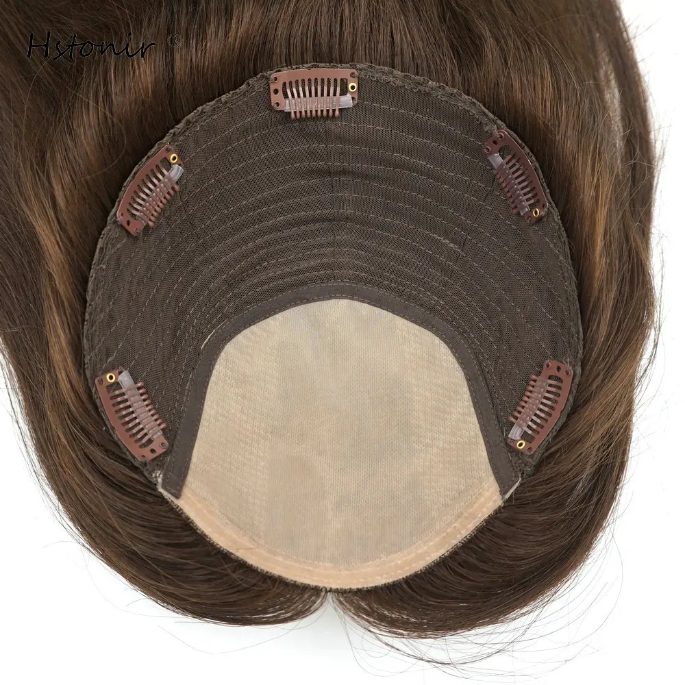 Hstonir Women Toupee Hair Topper Human Wig Hairpieces Flower Hair European Remy Hair Pad Hair Piece TP26