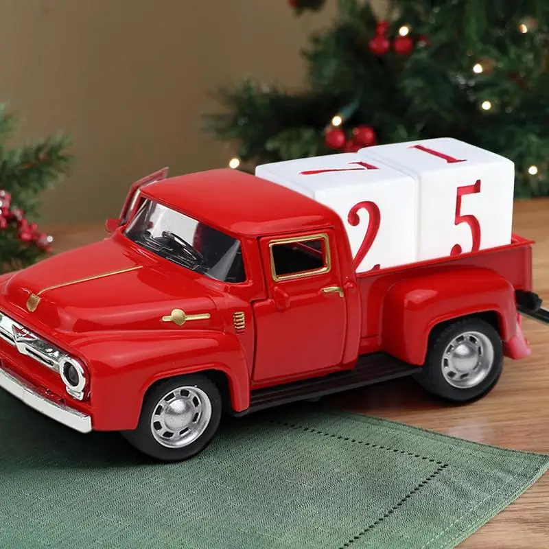 Рождественские грузовики орнаменты ретро винтажный металлический пикап транспортировка дерева красная машина подарки для детей игрушка на день рождения Рождество.