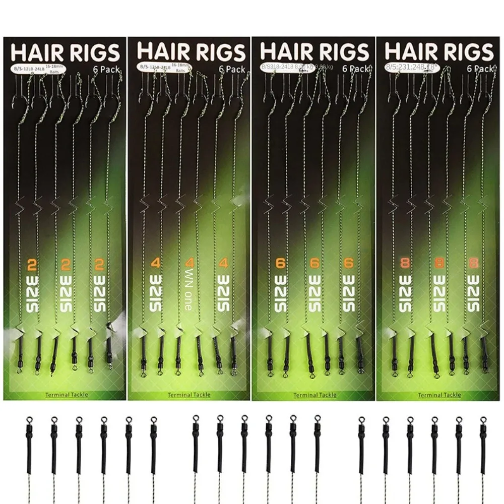 

6PCS/Lot Iseama Link Tied Rigs Rig Hooks Size 2#-8# Hair Rig Fishing Hook Strong Strength Artificial Tied Boilie Hook Saltwater