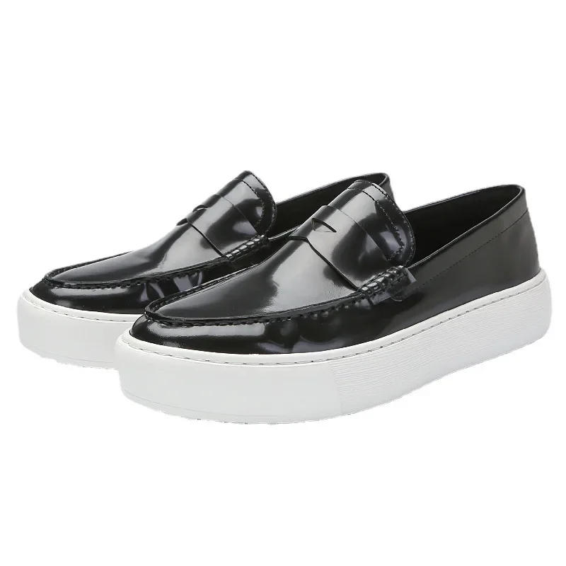 Весенне-осенняя повседневная мужская обувь из натуральной кожи на толстой