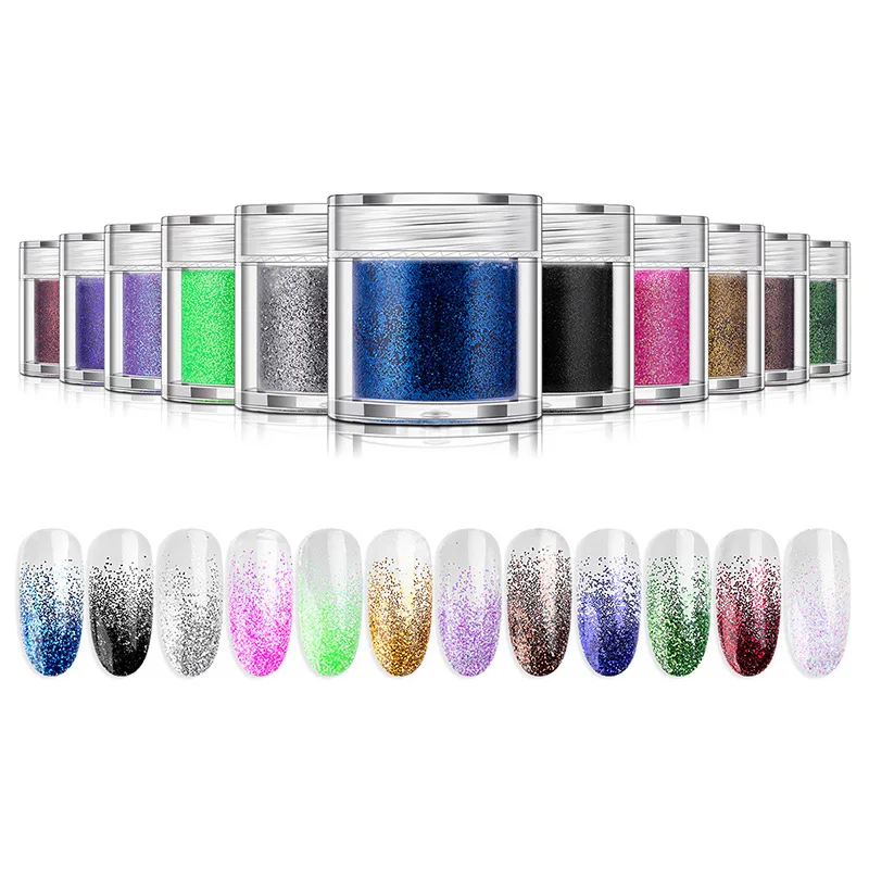 

Iridescent Sugar Candy Coat Nail Art Glitter Colorful Powder iridescent Shiny Pigment UV Gel Polish DIY Decorations