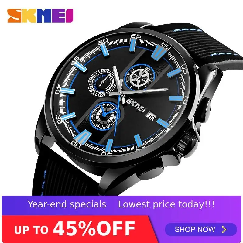 

Skmei Men's Quartz Watches Mens Wristwatch Date Stopwatch Time Waterproof Watch Luminous Pointer Reloj Hombre For Man 9181