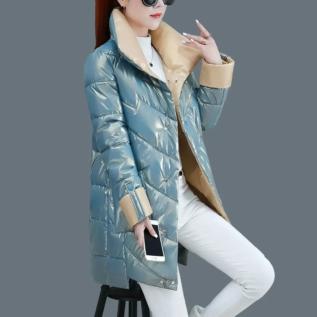 

2021 New Winter Jacket High Quality Stand-callor Coat Women Fashion Jackets Winter Warm Woman Clothing Casual Parkas