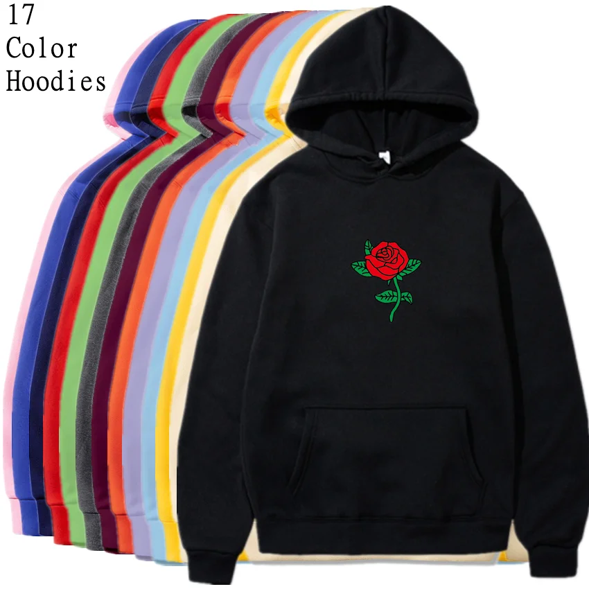 

NEW Men Hip Hop Casual Brief Popular Sweatshirts Fashion Man Streetwear Harajuku Autumn Winter Funny Rose Print Hoodie Clothes