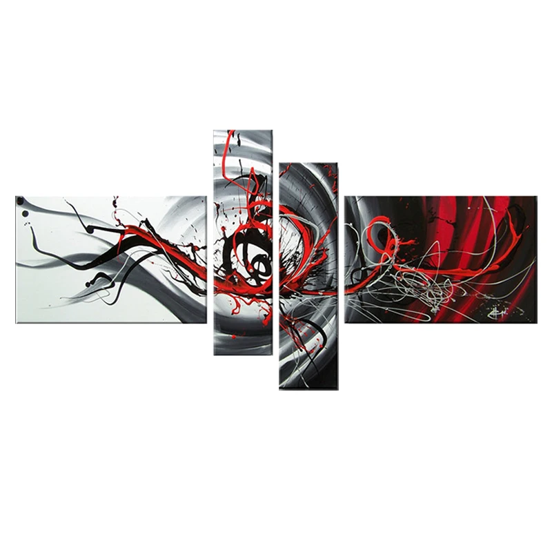 

Modern Multi Piece Combination 4pcs/set Canvas Art Abstract Oil Painting Wall Hand-Painted Pictures Home Decoration No Framework
