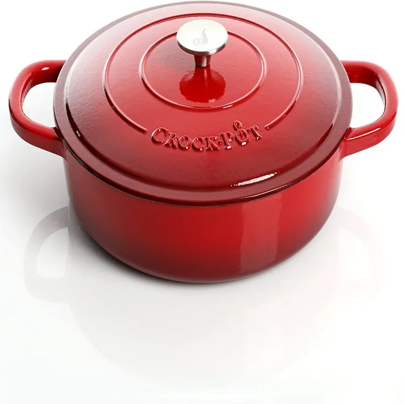 

Crock Pot Artisan Enameled Cast Iron 5 Qt Round Braiser Pan with Self Basting Lid, Scarlet Red Professional Home Kitchenware Coo