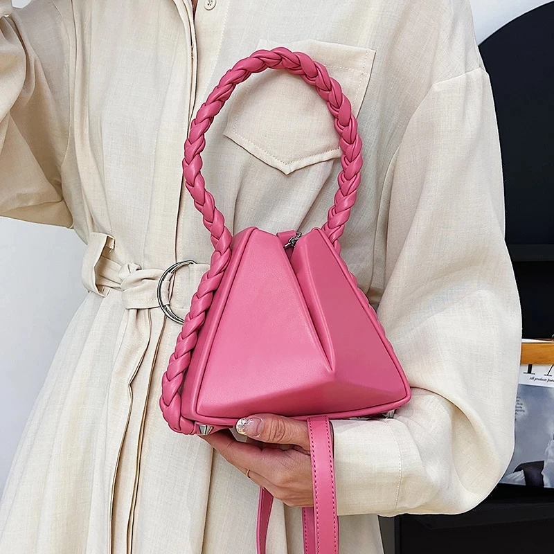 

Rope Handle Crossbody Messenger Sling Bag Cute Totes 2022 Luxury Women New Fashion Brand Designer Triangle Handbag Ladies Should