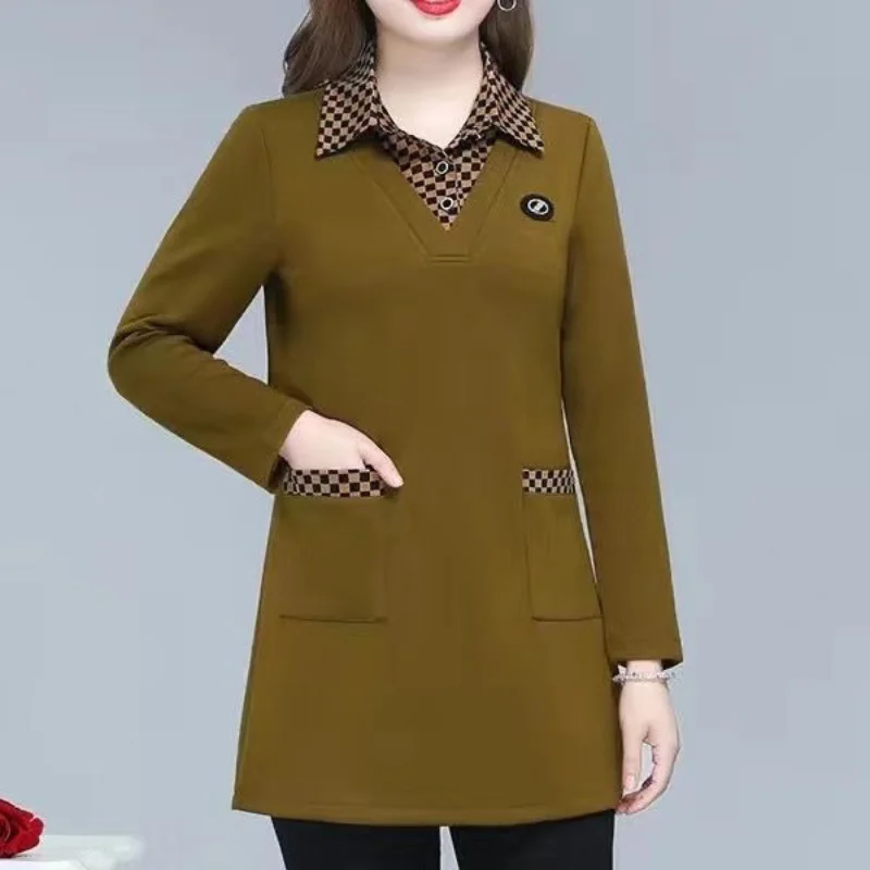 Новинка Осень/Зима 2023 рубашки из двух частей в клетку с воротником-стойкой