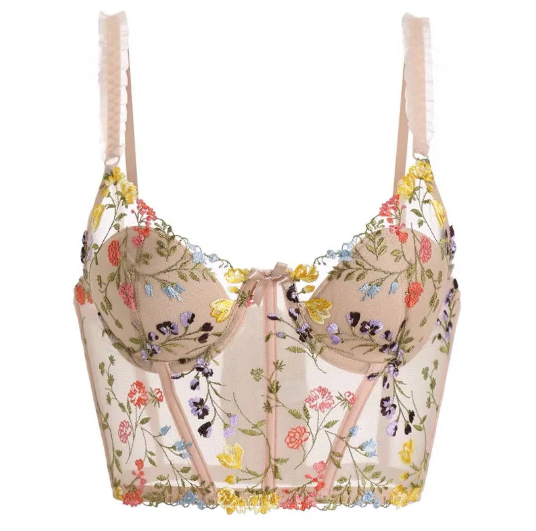 

Sexy Lingerie Embroidery Sets Lace Flowers Underwear Women's Body Shaping Push Up Bra Romantic Bras and Panties Set Beautiful