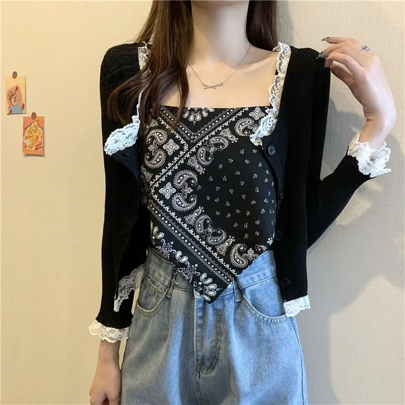 

Beautiful back belly pocket cashew blossom suspender design sense of the minority outside wearing vest women's summer short insi