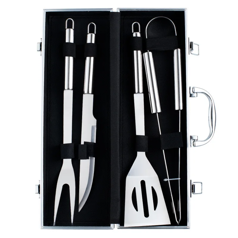 

Aluminum Box Barbecue Tool Set Stainless Steel Outdoor Barbecue Tool, Knife, Fork, Shovel, Clamp and Sweep BBQ Barbecue Tool