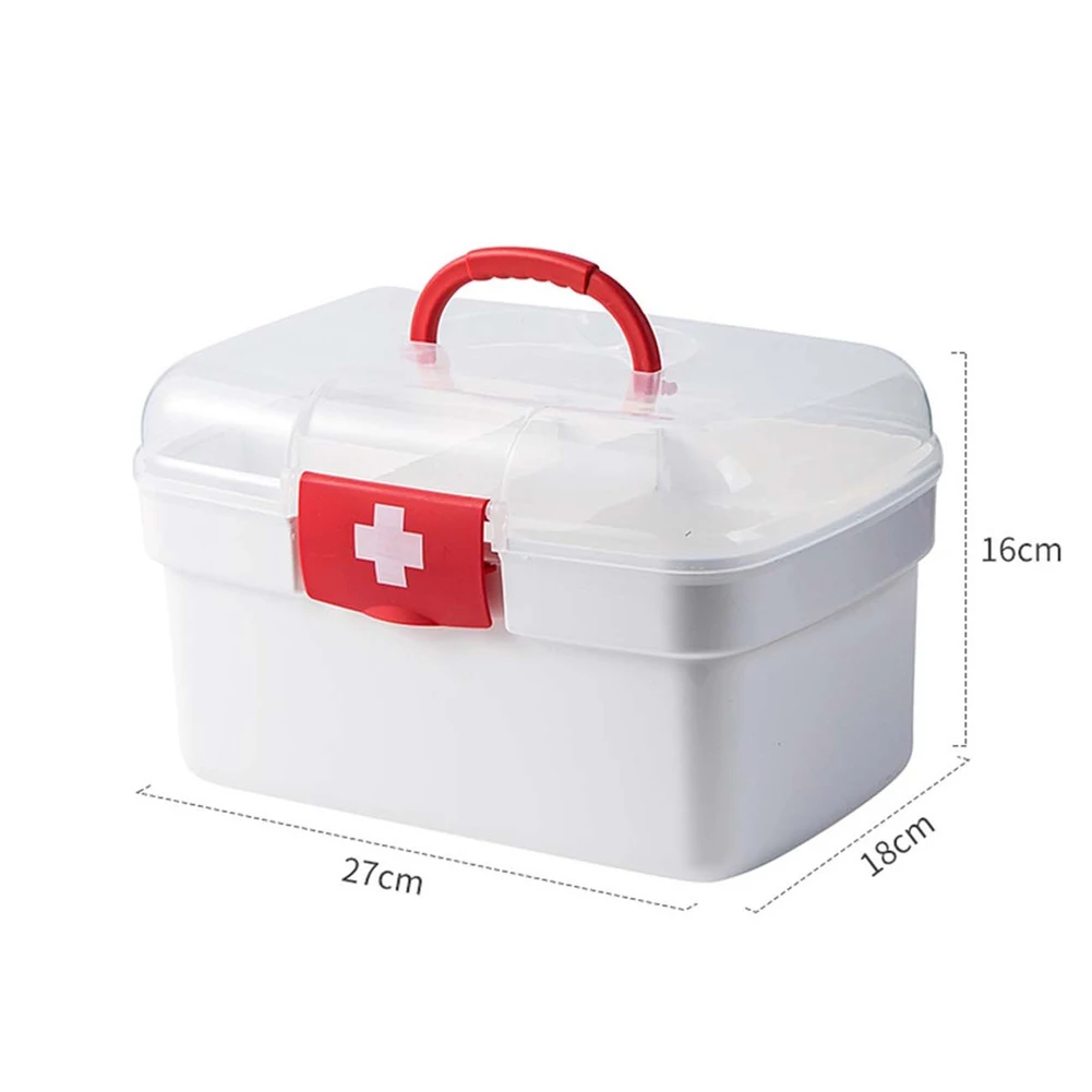 

Home Medicine Cabinet Double Layer Transparent Sealed High-Capacity First-Aid Box With Handle Portable Storage Box First-Aid Box