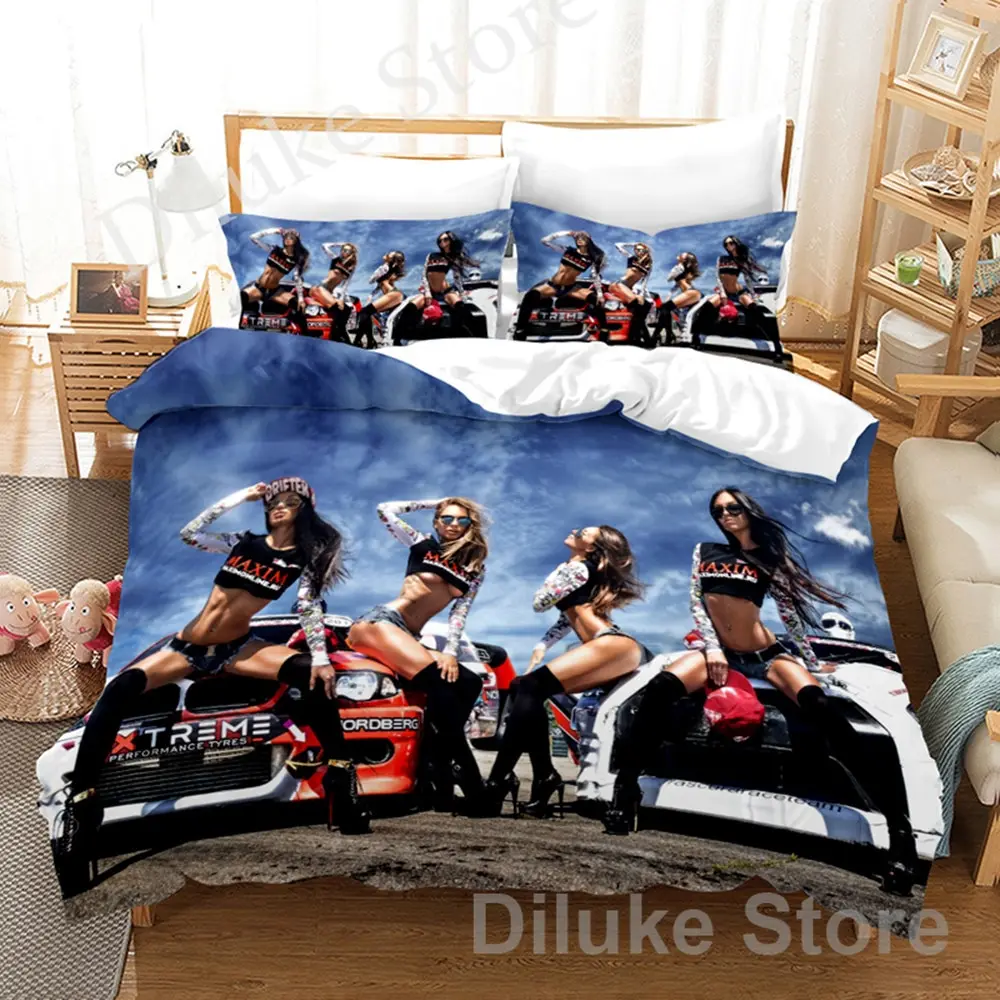 

Sexy Beach Bikini Women Bedding Set Duvet Cover with Pillowcases Locomotive Comforter Cover Bedding Sets Bed Linens Bedclothes