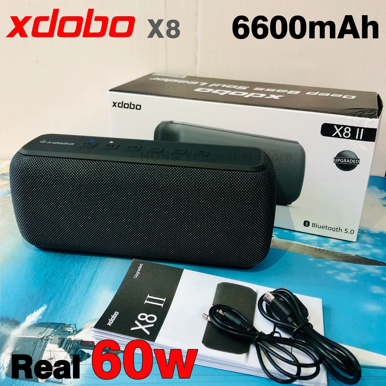 

XDOBO X8 60W Wireless Bluetooth Speaker Portable Outdoor Waterproof Sound Column TWS Subwoofer 360 Stereo surround Sound Bar