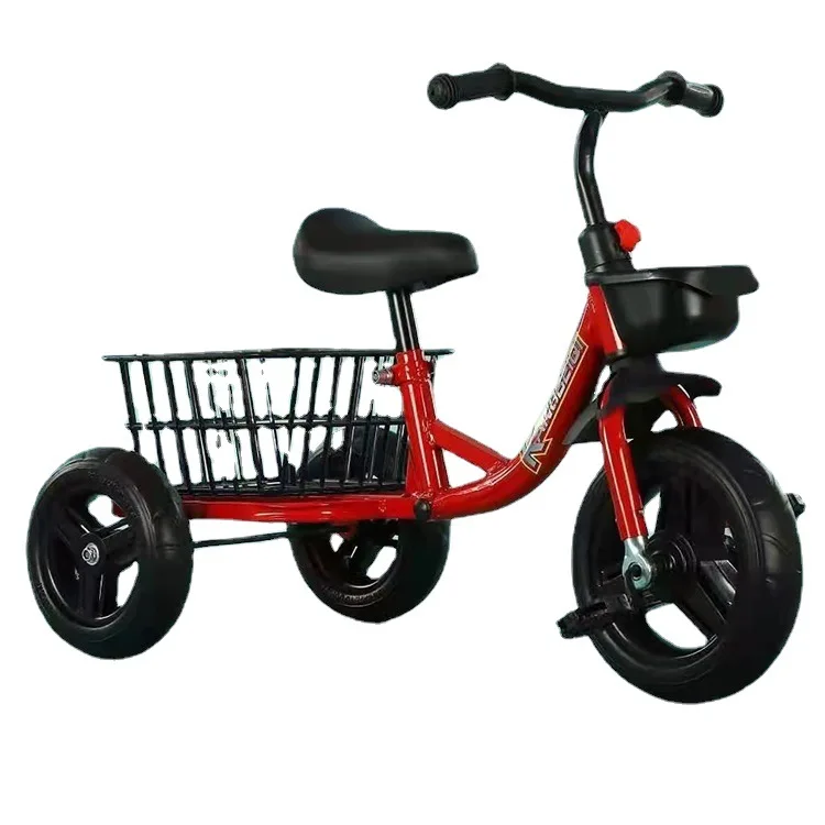 2-6 Years Old Plus Rear Basket Front Frame Children's Tricycle Baby Pedal Tricycle Red Flag Children's Tricycle