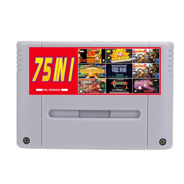 

Super 75 in 1 EUR Version Chip Save With Game Clock Tower Final Game Fantasy VI Dragon Quest I & II Secret of Mana Terranigma
