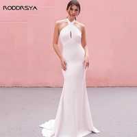 elegant halter neck backless wedding dress for women satin mermaid sleeveless charming bridal bride gowns vestido de novia