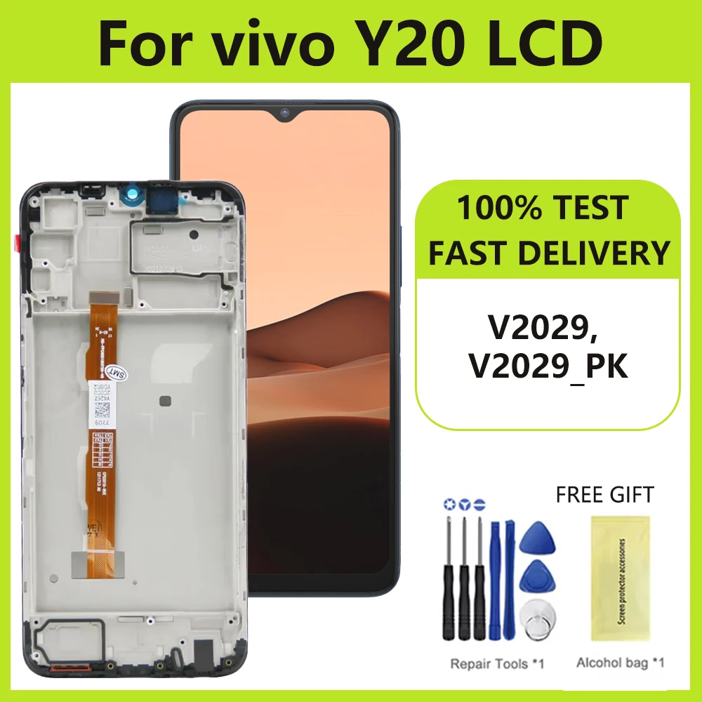 6 51-дюймовый оригинальный ЖК-дисплей для VIVO Y20 V2029 сенсорный экран с рамкой и