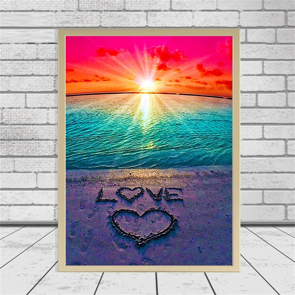 

30X40CM Diamond Embroidery Crystal Diamond Painting Cross Stitch Diamond Mosaic Kits Sunshine Beach Love DIY Birthday Gift