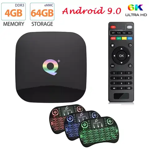 ТВ-приставка Plus Smart TV Box Android 9.0 4 ГБ ОЗУ 32 Гб 64 Гб ПЗУ 6K H.265 USB Allwinner H6 PK MX10 PRO H96 телеприставка