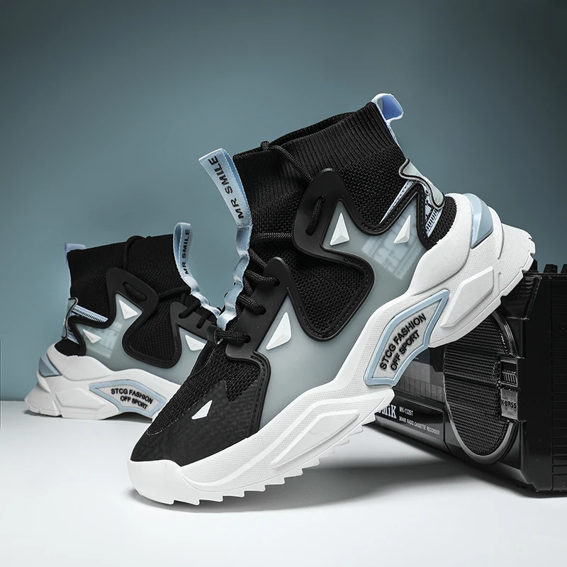 

Autumn Winter Man Walking Sneakers Male Running Shoes High-Top Hard-Wearing Outsole Footwear Outdoor Breathable Mesh Zapatos