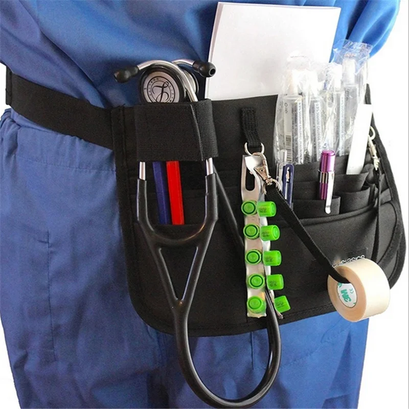 

Nurse Organizer Belt Fanny Pack 13-Pocket Waist Bag For Scissors Care Kit Tool Storage Bum Bag Unisex Nurse Apron Hip Purse