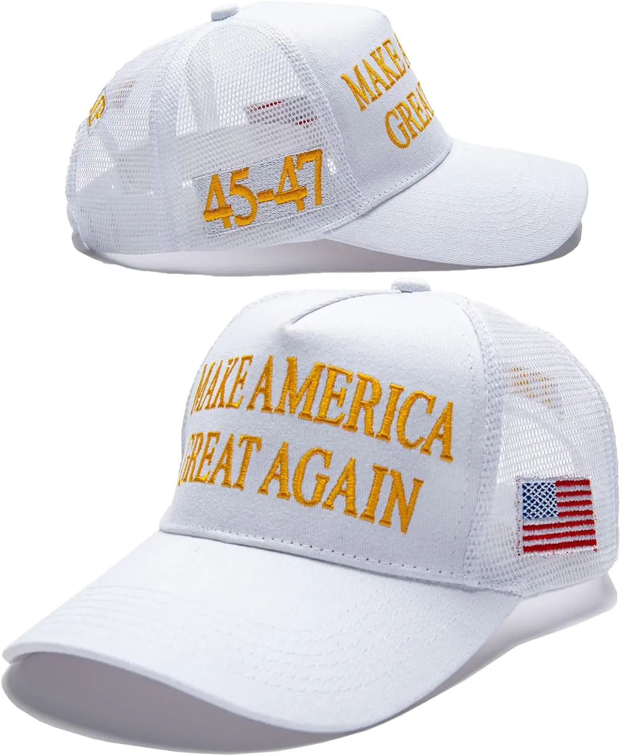 Trump 2024 45-47 Hat MAGA Merchandise Make America Great Again Slogan with USA Flag Adjustable Baseball Cap